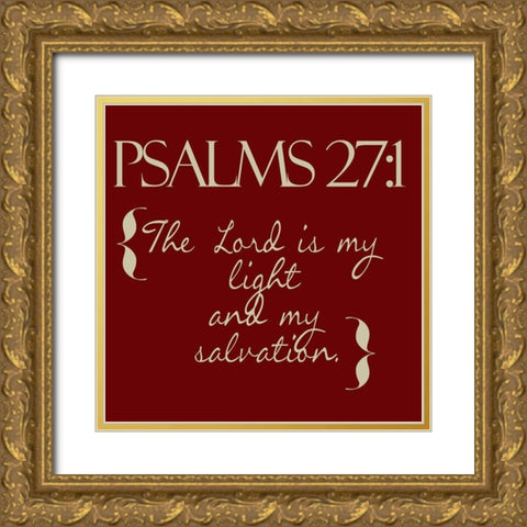 Psalms 27-1 Red Gold Ornate Wood Framed Art Print with Double Matting by Greene, Taylor