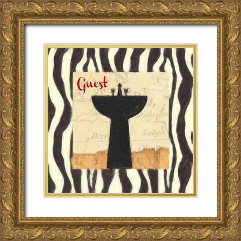 Zebra Bath I Gold Ornate Wood Framed Art Print with Double Matting by Greene, Taylor