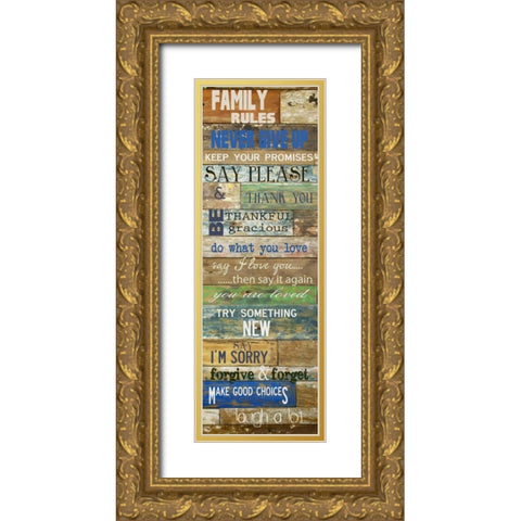 Family Rules Cools Gold Ornate Wood Framed Art Print with Double Matting by Greene, Taylor