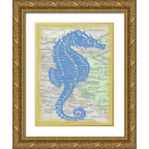 SEAHORSE Gold Ornate Wood Framed Art Print with Double Matting by Greene, Taylor