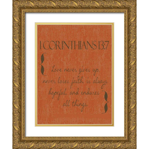 Love in Orange Gold Ornate Wood Framed Art Print with Double Matting by Greene, Taylor