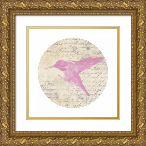 Love Bird Disc Gold Ornate Wood Framed Art Print with Double Matting by Greene, Taylor