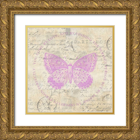 Love Butterfly Paper Gold Ornate Wood Framed Art Print with Double Matting by Greene, Taylor