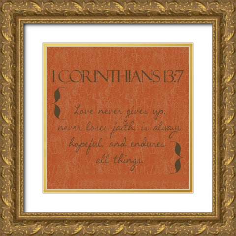 Love in Orange Gold Ornate Wood Framed Art Print with Double Matting by Greene, Taylor