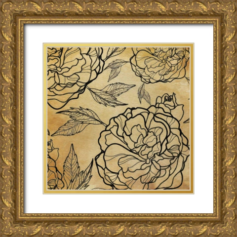Floral Pattern II Gold Ornate Wood Framed Art Print with Double Matting by Greene, Taylor