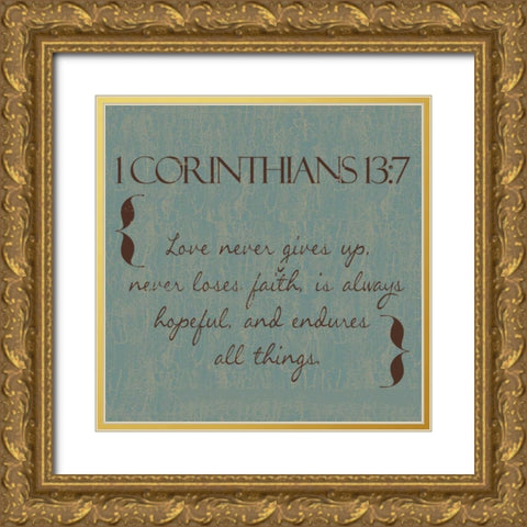 Blue Brown Love Gold Ornate Wood Framed Art Print with Double Matting by Greene, Taylor