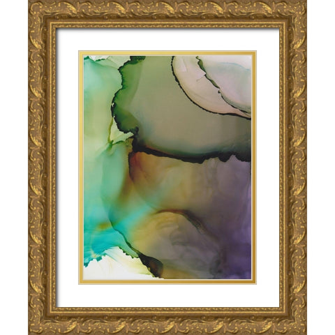 Emerald Nebula Gold Ornate Wood Framed Art Print with Double Matting by Triosi, Johnny