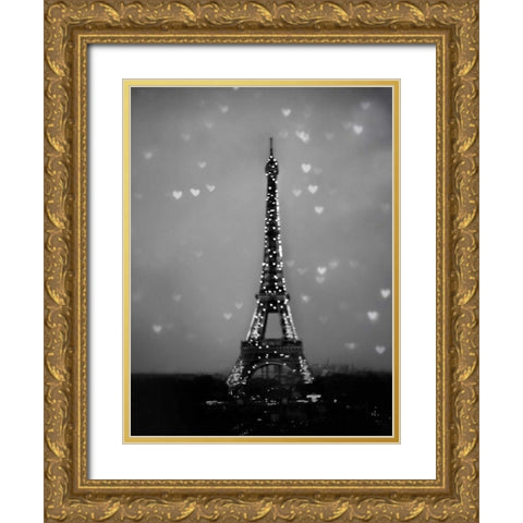 Hearts In Paris 2 Gold Ornate Wood Framed Art Print with Double Matting by Telik, Tracey