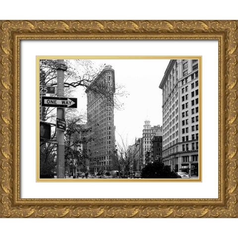 Flat Iron BW Gold Ornate Wood Framed Art Print with Double Matting by Telik, Tracey