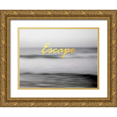 Beach Escape Gold Ornate Wood Framed Art Print with Double Matting by Telik, Tracey