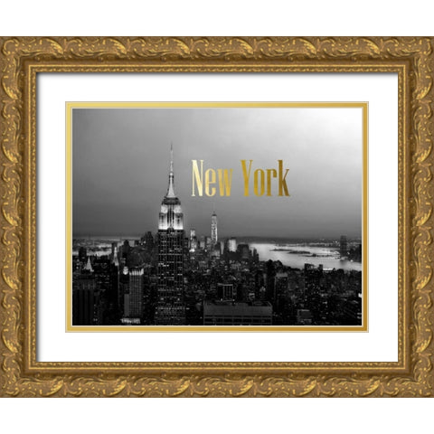 Golden New York Gold Ornate Wood Framed Art Print with Double Matting by Telik, Tracey