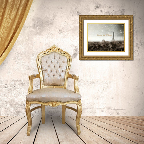 Paris Je Taime Gold Ornate Wood Framed Art Print with Double Matting by Telik, Tracey