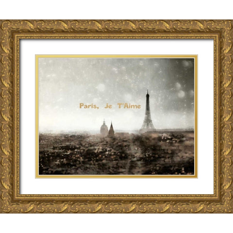 Paris Je Taime Gold Ornate Wood Framed Art Print with Double Matting by Telik, Tracey
