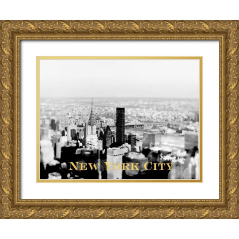 NYC Skyline Gold Gold Ornate Wood Framed Art Print with Double Matting by Telik, Tracey