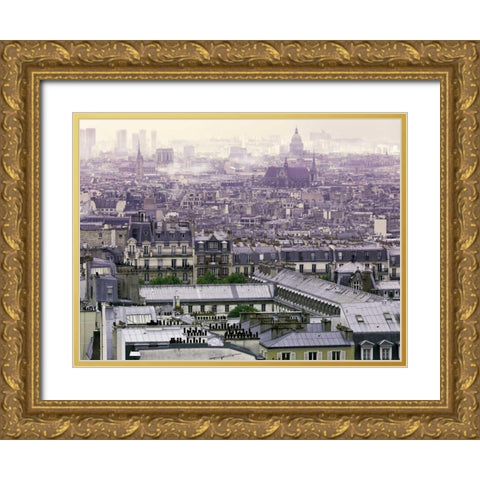 Foggy Paris Gold Ornate Wood Framed Art Print with Double Matting by Telik, Tracey