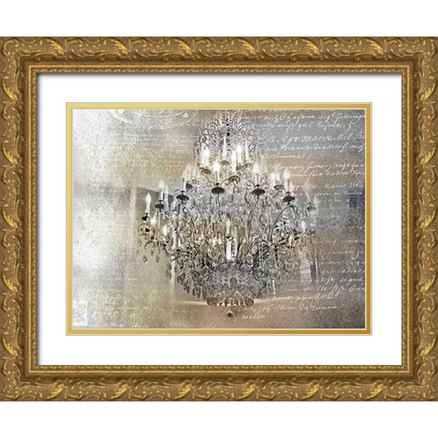 Silver Gold Chandelier Gold Ornate Wood Framed Art Print with Double Matting by Telik, Tracey