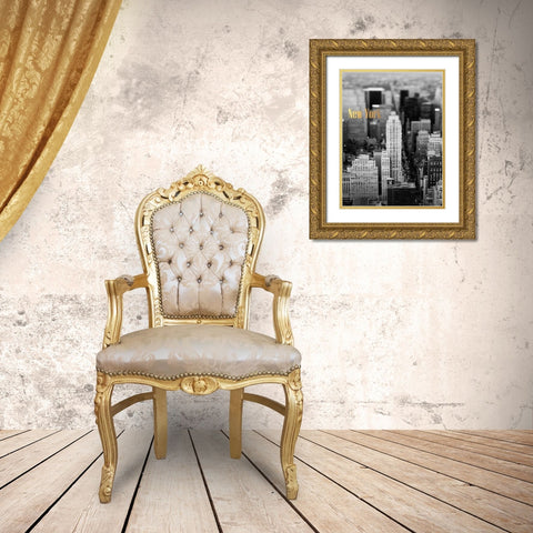 Gold NY Fifth Ave Gold Ornate Wood Framed Art Print with Double Matting by Telik, Tracey