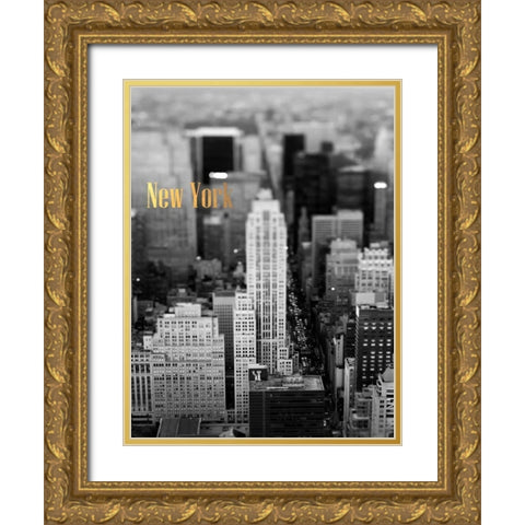 Gold NY Fifth Ave Gold Ornate Wood Framed Art Print with Double Matting by Telik, Tracey