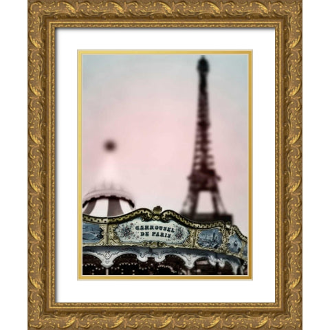 Carousel Tower Gold Ornate Wood Framed Art Print with Double Matting by Telik, Tracey