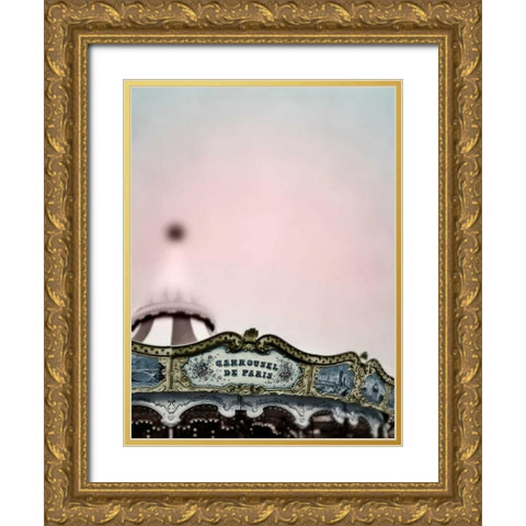 Pink Paris Carousel Gold Ornate Wood Framed Art Print with Double Matting by Telik, Tracey
