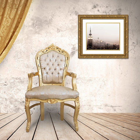 Pale Manhattan Gold Ornate Wood Framed Art Print with Double Matting by Telik, Tracey