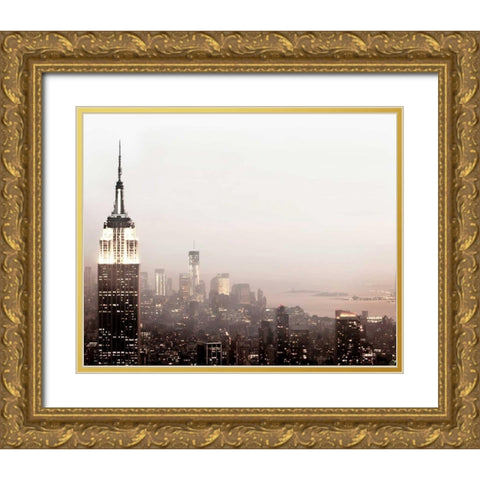 Pale Manhattan Gold Ornate Wood Framed Art Print with Double Matting by Telik, Tracey