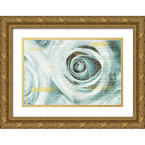 Paris Roses Gold Ornate Wood Framed Art Print with Double Matting by Telik, Tracey