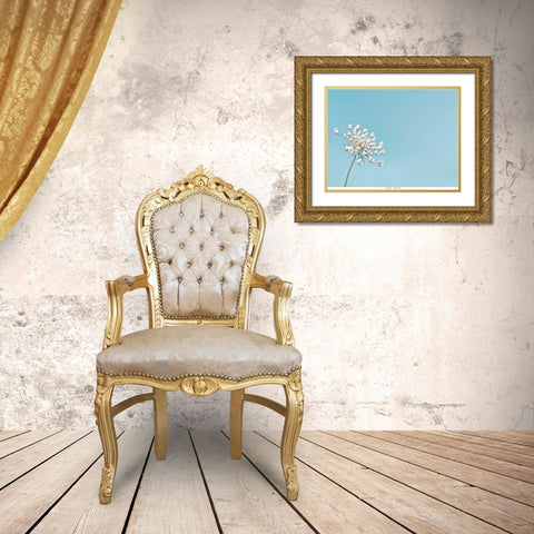 Lace 1 Blue Gold Ornate Wood Framed Art Print with Double Matting by Telik, Tracey