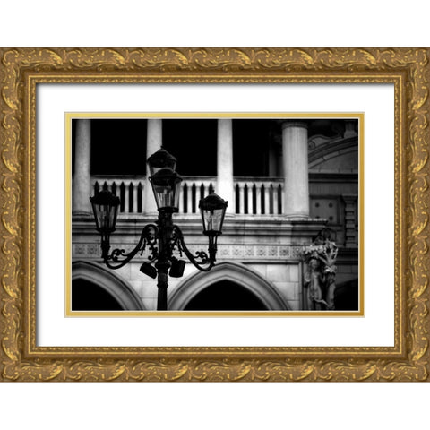 Venice rain Gold Ornate Wood Framed Art Print with Double Matting by Telik, Tracey