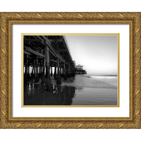 Californian Pier Gold Ornate Wood Framed Art Print with Double Matting by Telik, Tracey
