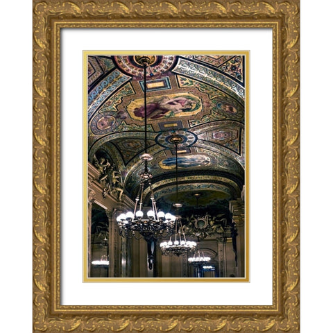 Chandelier Opera Gold Ornate Wood Framed Art Print with Double Matting by Telik, Tracey