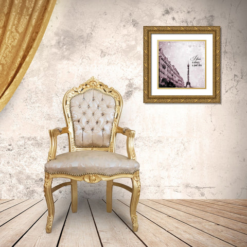 Paris Heart Storm 2 Gold Ornate Wood Framed Art Print with Double Matting by Telik, Tracey