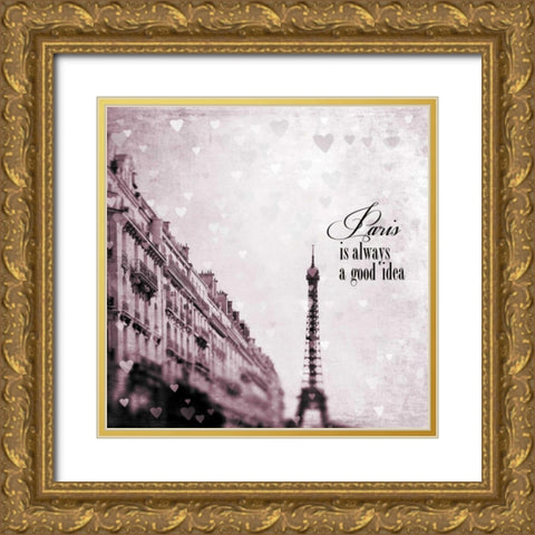 Paris Heart Storm 2 Gold Ornate Wood Framed Art Print with Double Matting by Telik, Tracey