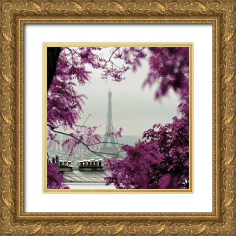 Through The Paris Foliage 1 Gold Ornate Wood Framed Art Print with Double Matting by Telik, Tracey