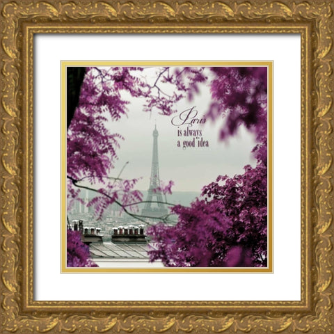 Through The Paris Foliage 2 Gold Ornate Wood Framed Art Print with Double Matting by Telik, Tracey