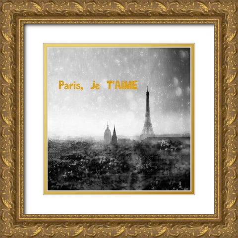 Paris Je Aime Enlight Gold Ornate Wood Framed Art Print with Double Matting by Telik, Tracey
