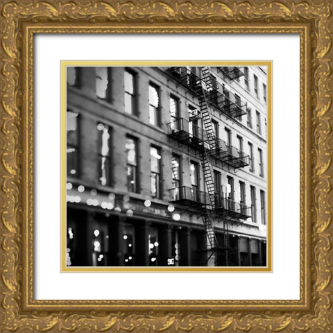Soho Buildings BW Gold Ornate Wood Framed Art Print with Double Matting by Telik, Tracey