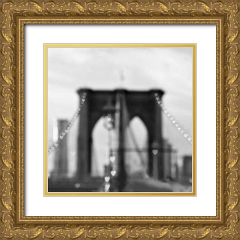 Brooklyn Hearts BW Gold Ornate Wood Framed Art Print with Double Matting by Telik, Tracey