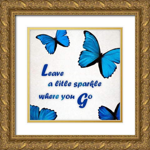Leave A Little Sparkle Gold Ornate Wood Framed Art Print with Double Matting by Telik, Tracey