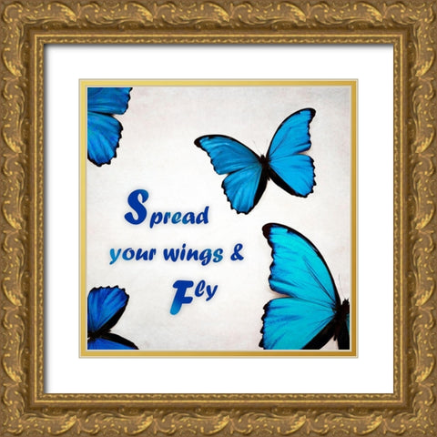 Spread Your Wings Gold Ornate Wood Framed Art Print with Double Matting by Telik, Tracey