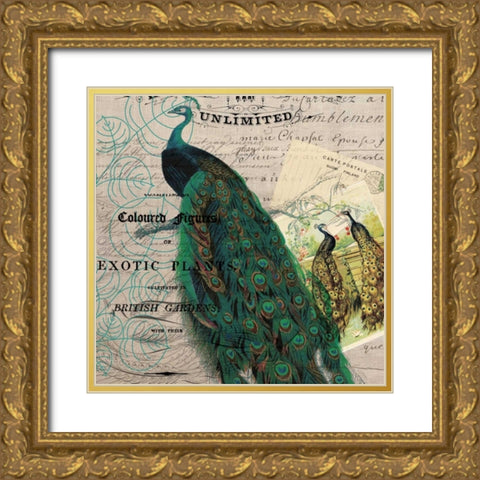 Bird Botanical 6 Gold Ornate Wood Framed Art Print with Double Matting by Jordan, Elizabeth