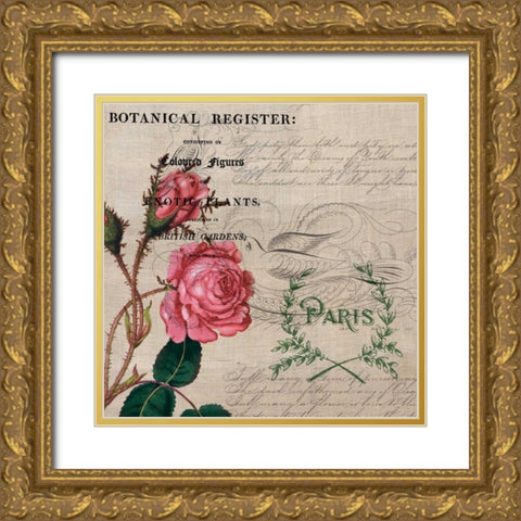 Botanical Register board Gold Ornate Wood Framed Art Print with Double Matting by Jordan, Elizabeth