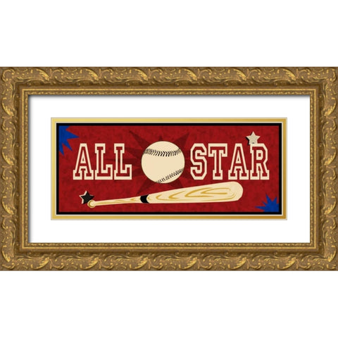 At The Ball Game Gold Ornate Wood Framed Art Print with Double Matting by Pazan, Tony