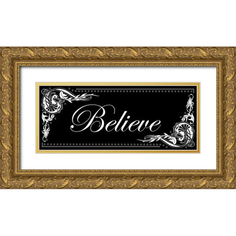 Believe Gold Ornate Wood Framed Art Print with Double Matting by Pazan, Tony