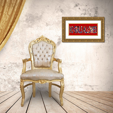 No Girls Gold Ornate Wood Framed Art Print with Double Matting by Pazan, Tony