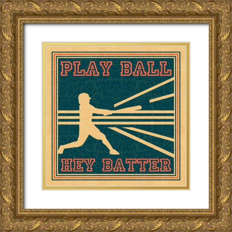Play Ball Gold Ornate Wood Framed Art Print with Double Matting by Pazan, Tony