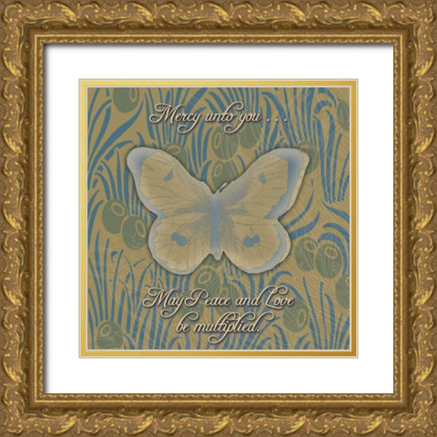 Butterfly 2 Gold Ornate Wood Framed Art Print with Double Matting by Pazan, Tony