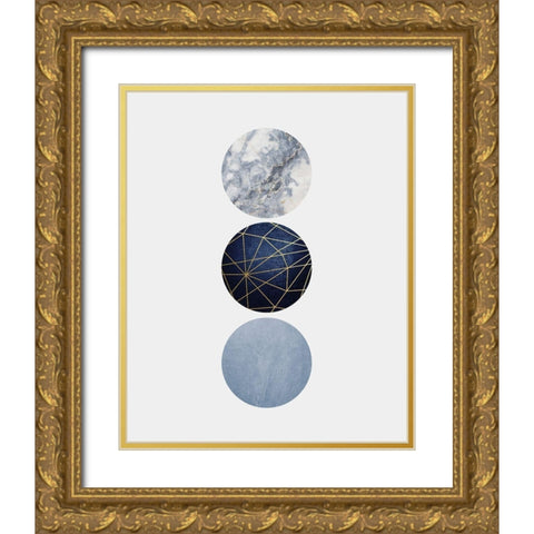 Navy Gold Gold Ornate Wood Framed Art Print with Double Matting by Urban Epiphany