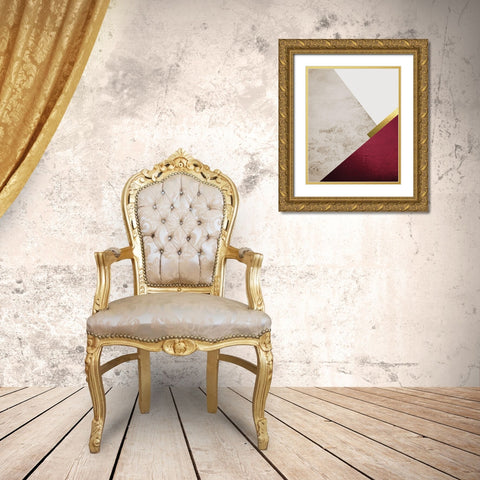 Beige Brugundy Mountains 1 Gold Ornate Wood Framed Art Print with Double Matting by Urban Epiphany