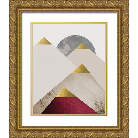 Beige Brugundy Mountains 2 Gold Ornate Wood Framed Art Print with Double Matting by Urban Epiphany